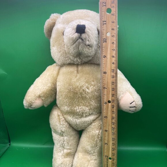 VTG Jointed Teddy Bear w/ Glass Eyes & Embroidered Paws 11.5" Tan Antique Style - Picture 8 of 8